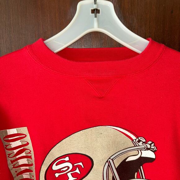 Vtg 90s Mens L Spell Out Big Logo San Francisco 49ers Football Sweatshirt USA - Picture 5 of 10